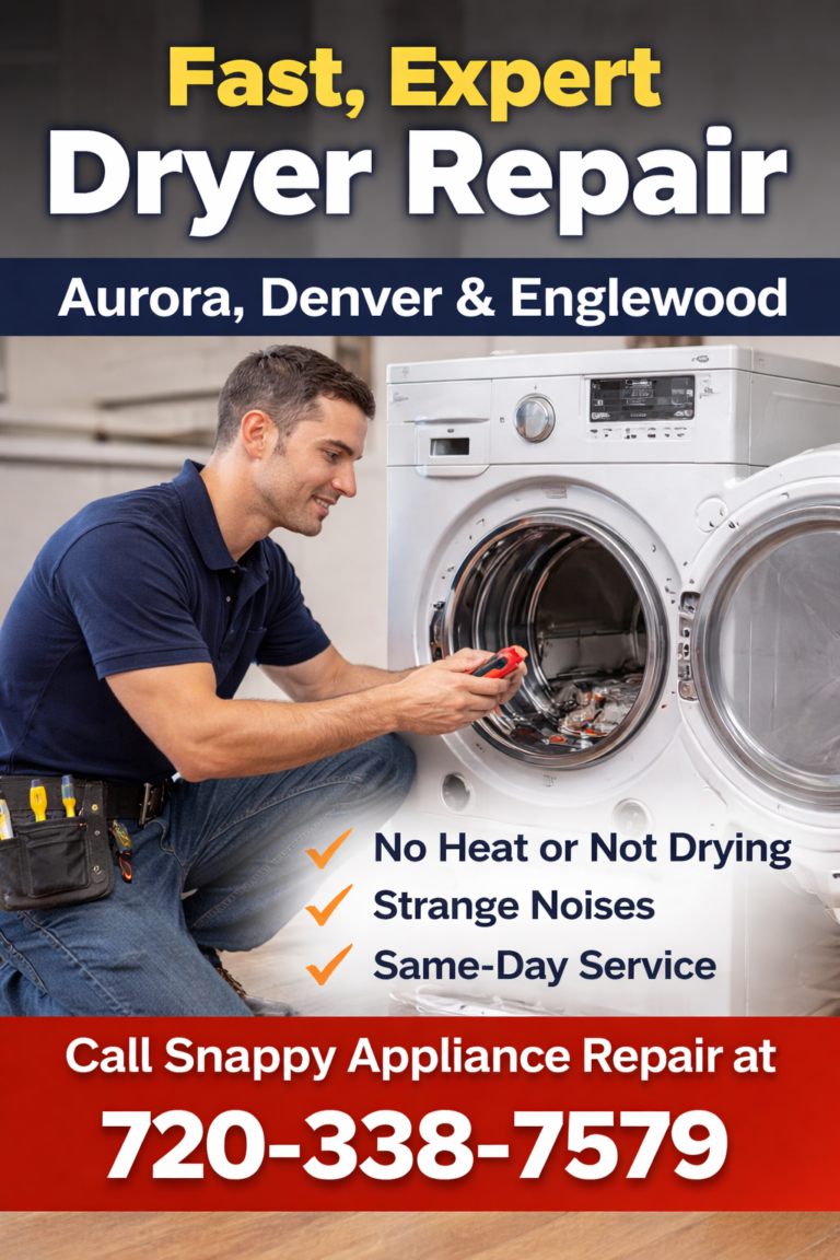 Appliance repair expert fixing dryer in residential home