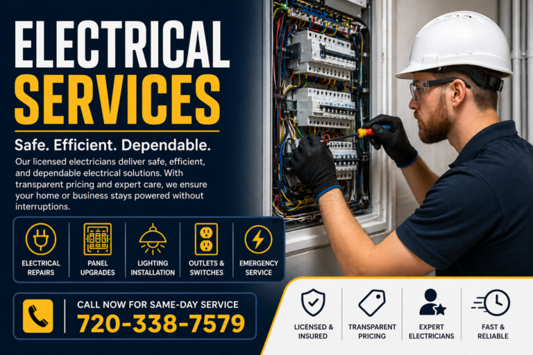 Professional electrician providing electrical repair and panel upgrade services with same-day service in Aurora and Denver CO